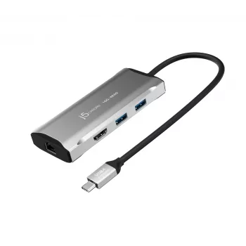 j5create JCD392 4K60 Elite USB-C® 10Gbps kelioninis dokas, pilka spalva