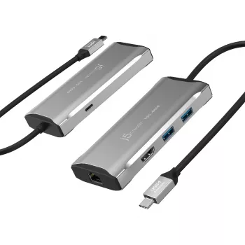 j5create JCD392 4K60 Elite USB-C® 10Gbps kelioninis dokas, pilka spalva