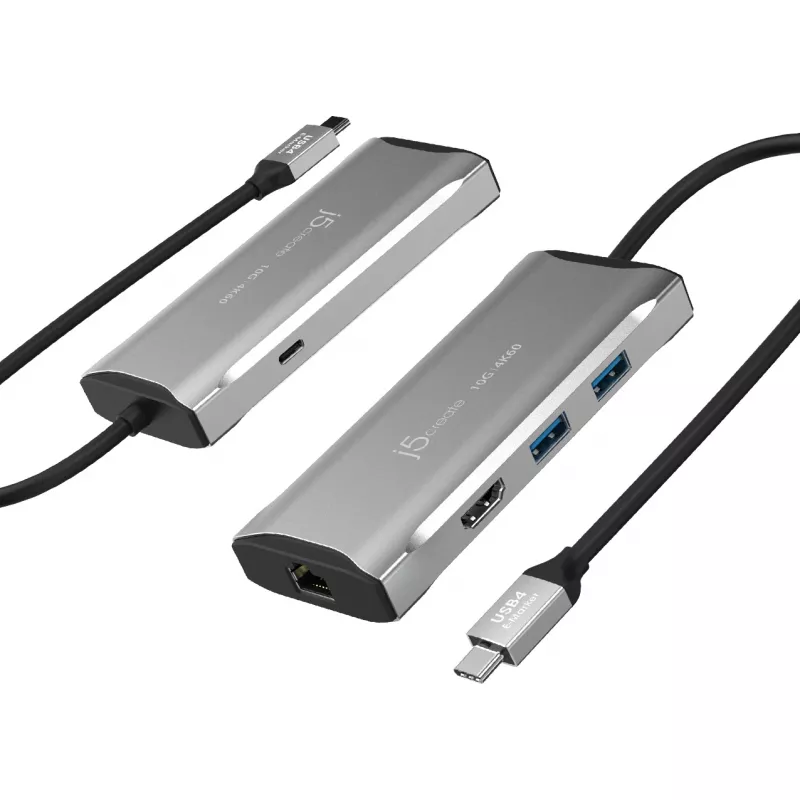 j5create JCD392 4K60 Elite USB-C® 10Gbps kelioninis dokas, pilka spalva