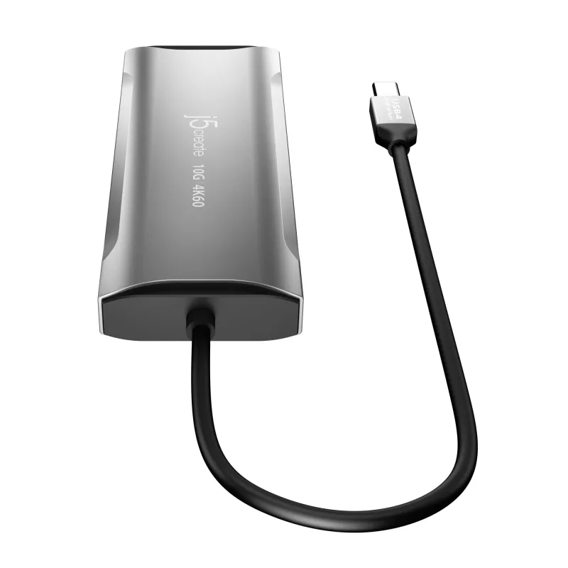 j5create JCD392 4K60 Elite USB-C® 10Gbps kelioninis dokas, pilka spalva