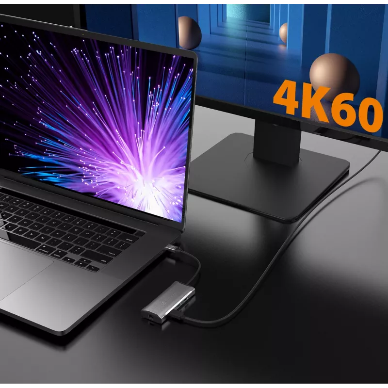 j5create JCD392 4K60 Elite USB-C® 10Gbps kelioninis dokas, pilka spalva