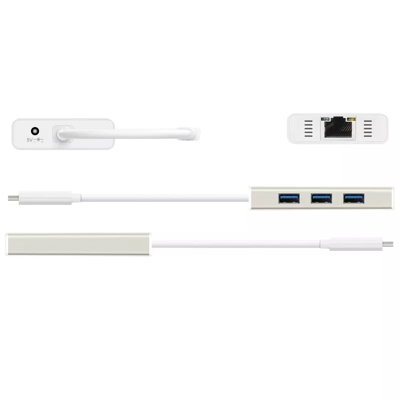 j5create JCH471 USB-C™ Gigabit Ethernet ir USB stotelės adapteris, metalinis šampano
