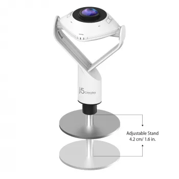 j5create JVCU360 360° visapusė internetinė kamera, 1080p vaizdo raiška, balta ir juoda