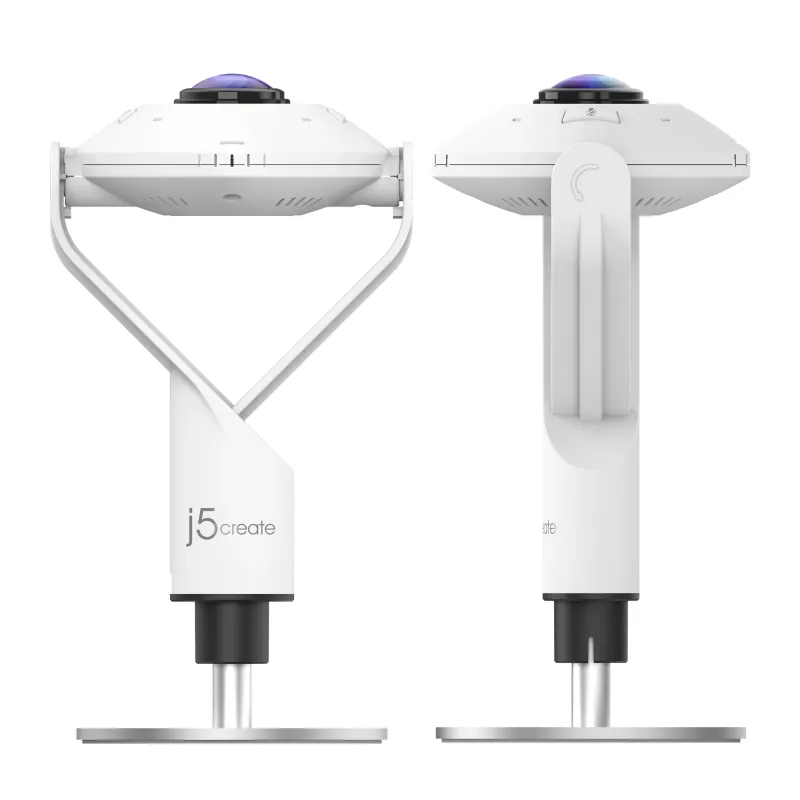 j5create JVCU360 360° visapusė internetinė kamera, 1080p vaizdo raiška, balta ir juoda