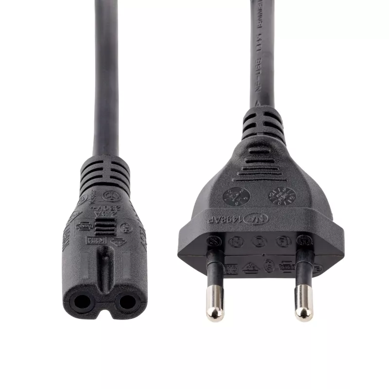 StarTech.com 3m maitinimo laidas nešiojamam kompiuteriui, EU kištukas į C7, 2.5A 250V, 18AWG, juodas