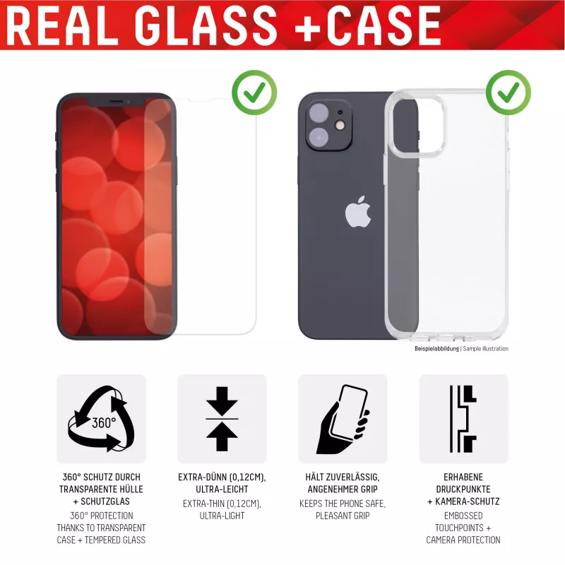 Displex apsauginis stiklas iPhone 14 Plus su grūdintu stiklu ir dėklu