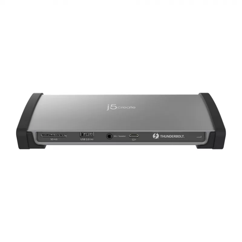 j5create JTD562 - 8K Thunderbolt™ 4 stotelė - EU, laidinė, Thunderbolt 4, 96 W, 3,5 mm, 10/100/1000 Mbit/s, pilka
