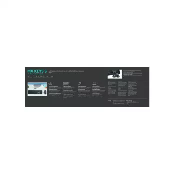 Logitech MX Keys S belgiška AZERTY klaviatura, RF belaidė + Bluetooth, grafito spalva