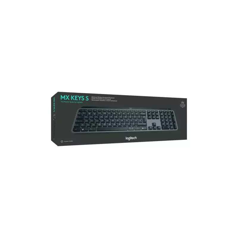 Logitech MX Keys S belgiška AZERTY klaviatura, RF belaidė + Bluetooth, grafito spalva