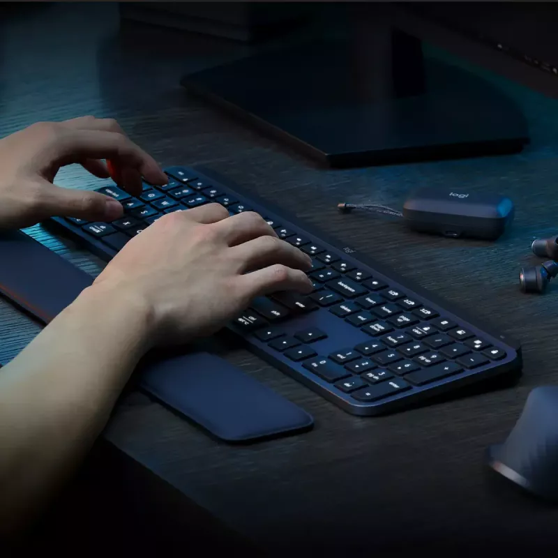 Logitech MX Keys S belgiška AZERTY klaviatura, RF belaidė + Bluetooth, grafito spalva