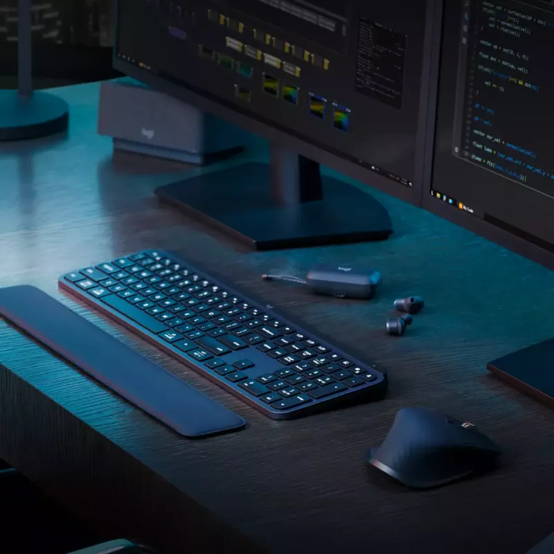 Logitech MX Keys S belgiška AZERTY klaviatura, RF belaidė + Bluetooth, grafito spalva