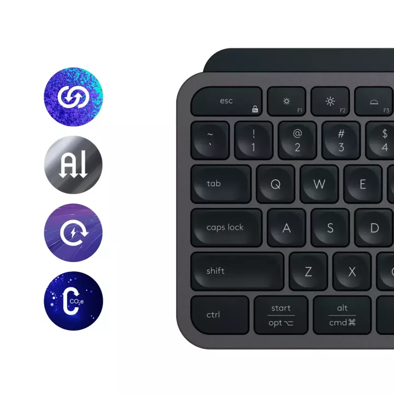 Logitech MX Keys S belgiška AZERTY klaviatura, RF belaidė + Bluetooth, grafito spalva