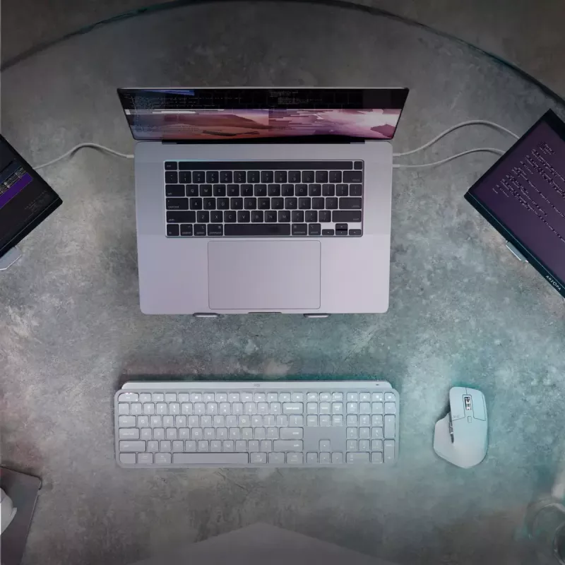 Logitech MX Keys S belgiška AZERTY klaviatura, RF belaidė + Bluetooth, grafito spalva