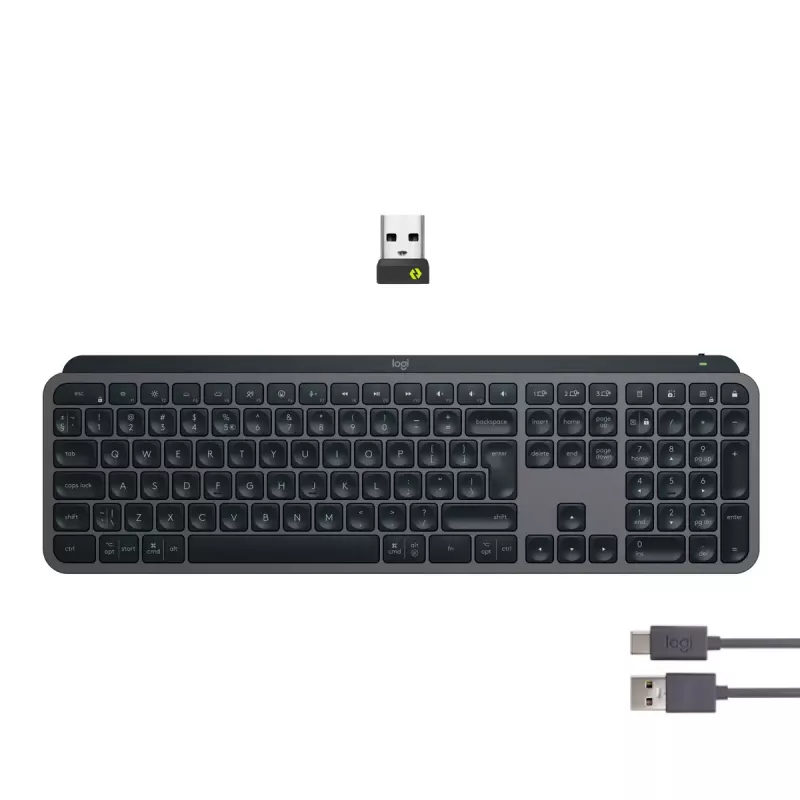 Logitech MX Keys S belgiška AZERTY klaviatura, RF belaidė + Bluetooth, grafito spalva