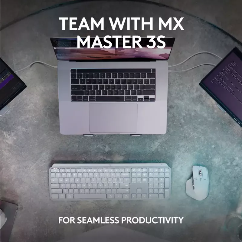 Logitech MX Keys S belgiška AZERTY klaviatura, RF belaidė + Bluetooth, grafito spalva