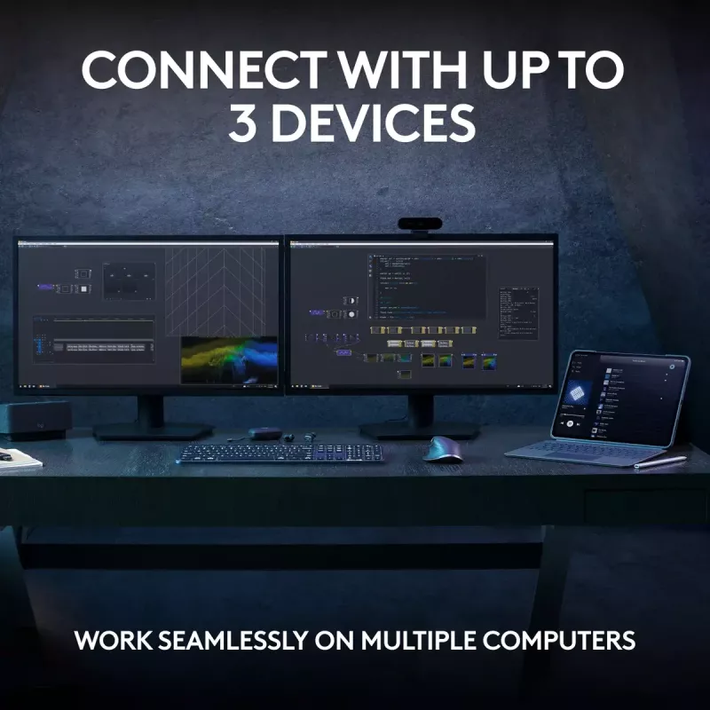 Logitech MX Keys S belgiška AZERTY klaviatura, RF belaidė + Bluetooth, grafito spalva