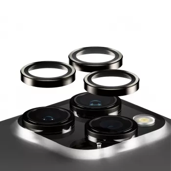 PanzerGlass® Hoops® Metalinis fotoaparato lęšio apsauginis žiedas juodas, skirtas iPhone 15 Pro / 15 Pro Max