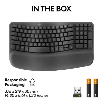 Belaidė ergonominė klaviatūra Logitech Wave Keys for Business, pilno dydžio