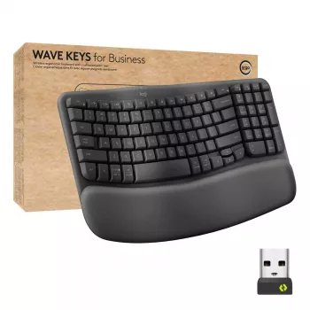 Belaidė ergonominė klaviatūra Logitech Wave Keys for Business, pilno dydžio