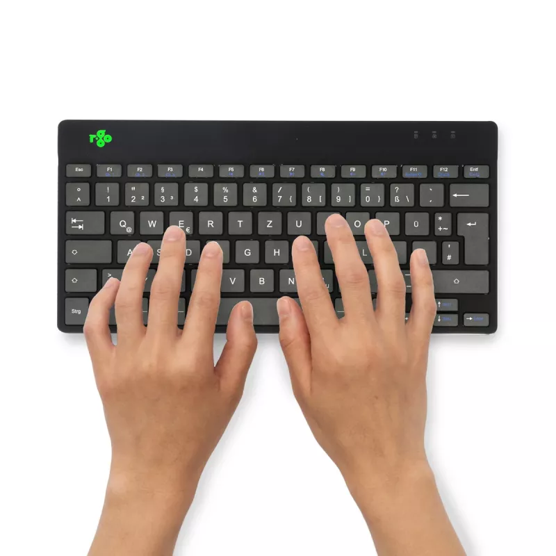 Ergonominė klaviatūra R-Go Compact Break, kompaktiška su pertraukų programine įranga, QWERTZ (DE), Bluetooth, juoda
