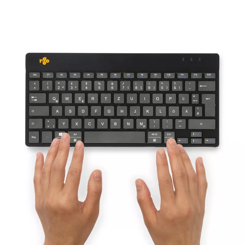 Ergonominė klaviatūra R-Go Compact Break, kompaktiška su pertraukų programine įranga, QWERTZ (DE), Bluetooth, juoda