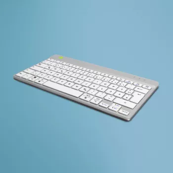 Ergonominė klaviatūra R-Go Tools Compact Break, kompaktiška, su pertraukų programine įranga, QWERTZ (DE), Bluetooth, balta