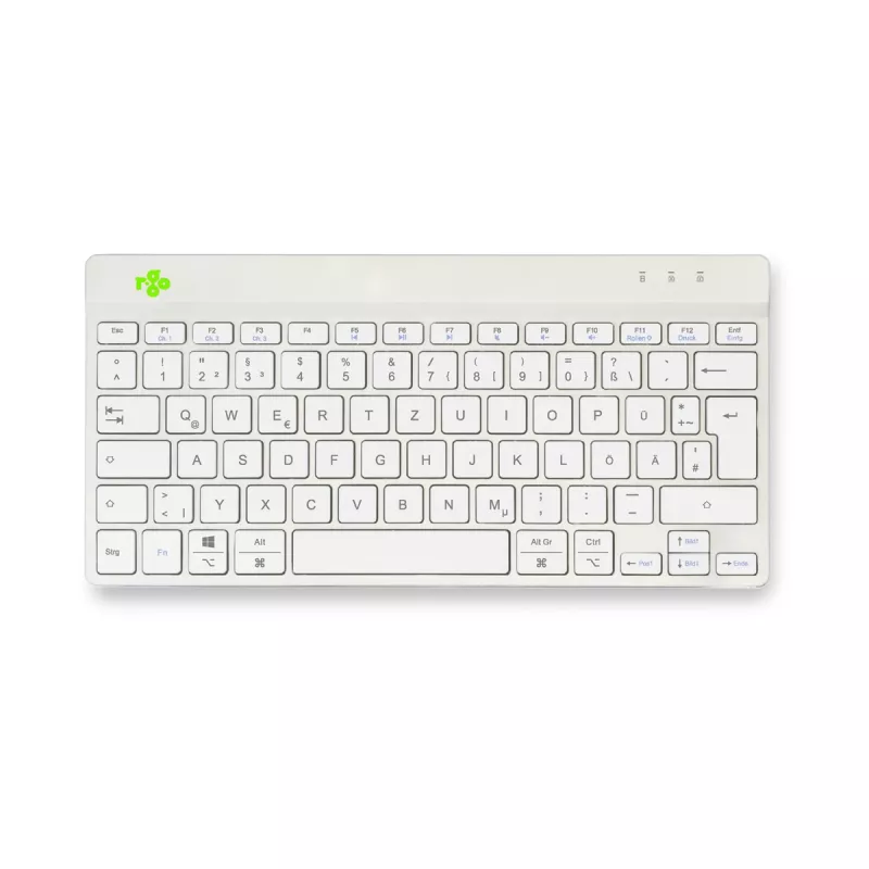 Ergonominė klaviatūra R-Go Tools Compact Break, kompaktiška, su pertraukų programine įranga, QWERTZ (DE), Bluetooth, balta