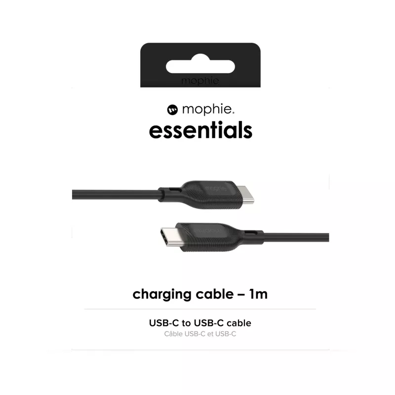 USB-C į USB-C įkrovimo laidas 1 m — Zagg International mophie essentials, USB 2.0, Juoda