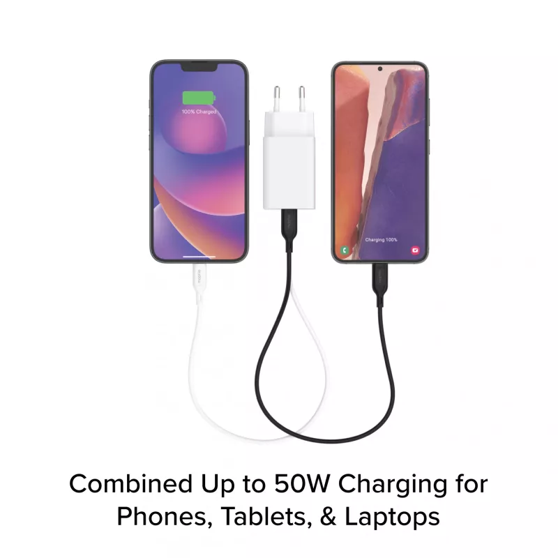 Maitinimo adapteris Zagg mophie essentials 50W 2x USB-C baltas