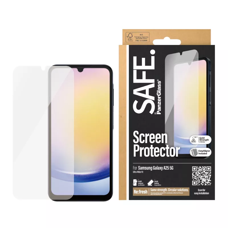 PanzerGlass SAFE. by ® apsauginis stiklas Samsung Galaxy A25 5G | Ultra-Wide Fit su EasyAligner