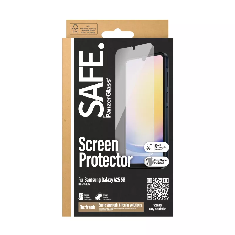 PanzerGlass SAFE. by ® apsauginis stiklas Samsung Galaxy A25 5G | Ultra-Wide Fit su EasyAligner
