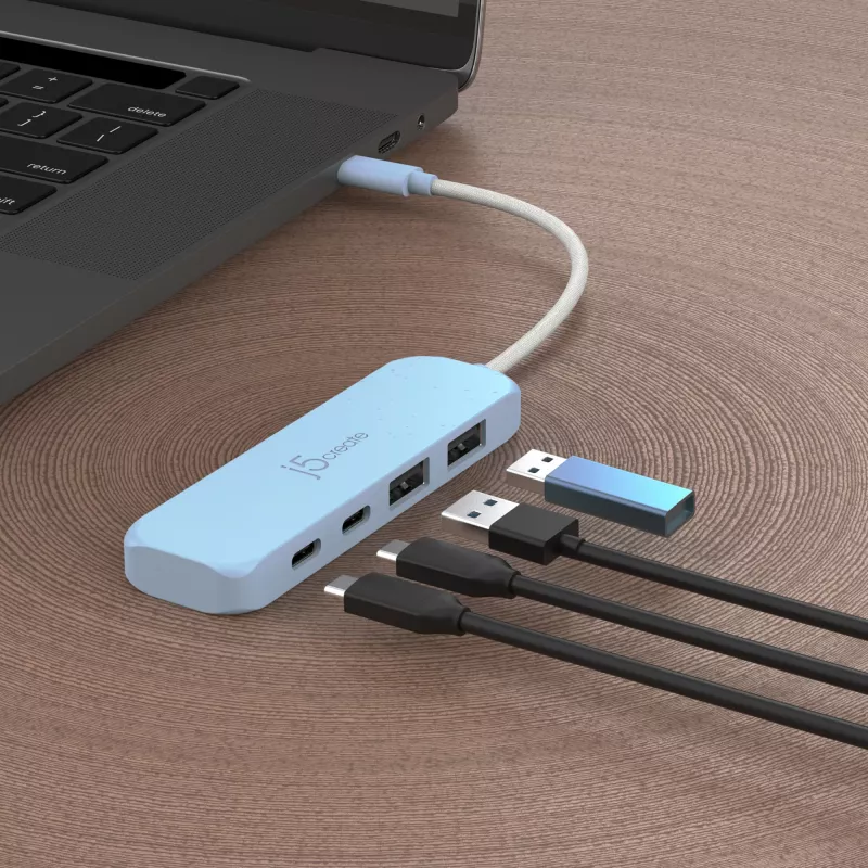 j5create JCH342EC-N Ekologiškas USB-C į 4 prievadų Type-C ir Type-A Gen 2 šakotuvas