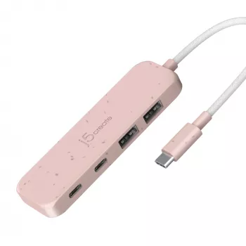 USB-C šakotuvas j5create JCH342ER-N 4 prievadų Type-C Type-A Gen 2 10000 Mbit/s rožinis