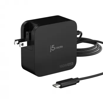 j5create 102W GaN PD USB-C 2 prievadų įkroviklis su keičiamais kištukais