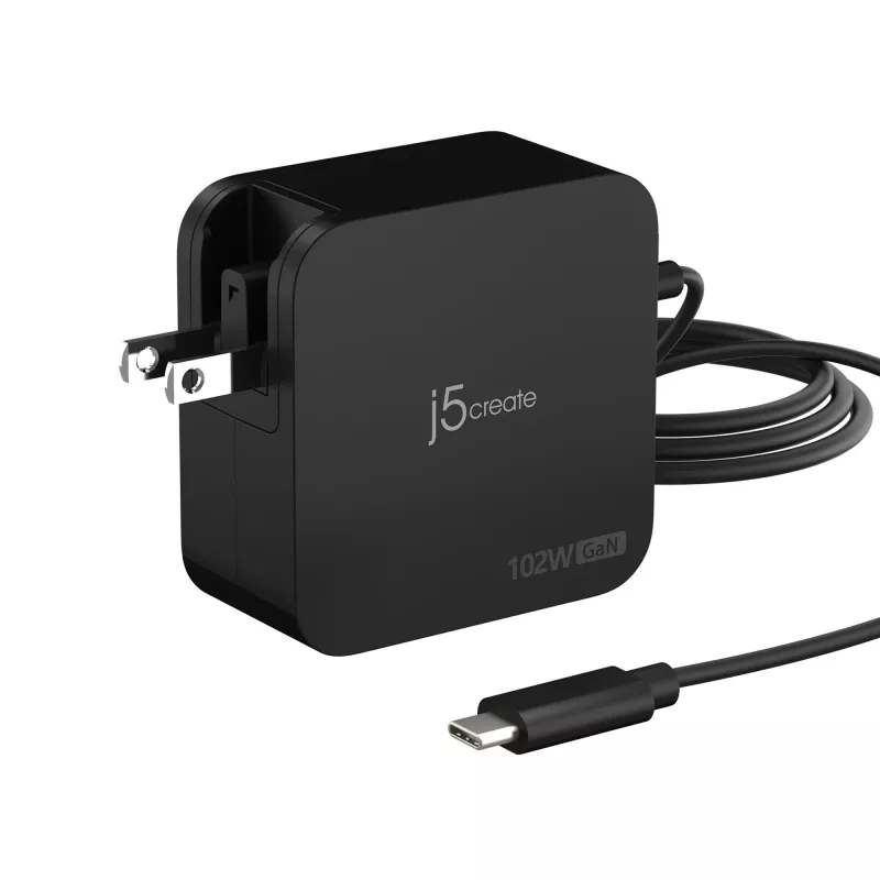 j5create 102W GaN PD USB-C 2 prievadų įkroviklis su keičiamais kištukais