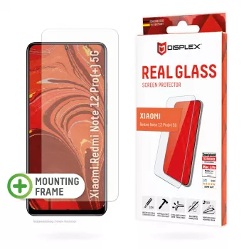 Displex ekrano apsauginis stiklas (10H), skirtas „Xiaomi Redmi Note 12 Pro(+) 5G“, su Eco montavimo rėmeliu, atsparus įbrėžimams