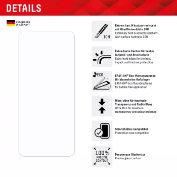 Displex ekrano apsauginis stiklas (10H), skirtas „Xiaomi Redmi Note 12 Pro(+) 5G“, su Eco montavimo rėmeliu, atsparus įbrėžimams