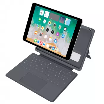 ASTAR DEQSTER Smart Rugged Touch Plus klaviatūra 10,2 colio — QWERTZ vokiškas išdėstymas, mechaniniai jungikliai, Smart Connector dokas, pilka