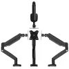 j5create JTSA101 ergonomiškas monitoriaus laikiklis su dujine spyruokle, juodas, spaustuvas/įvorė, 8 kg, 17–32 colių