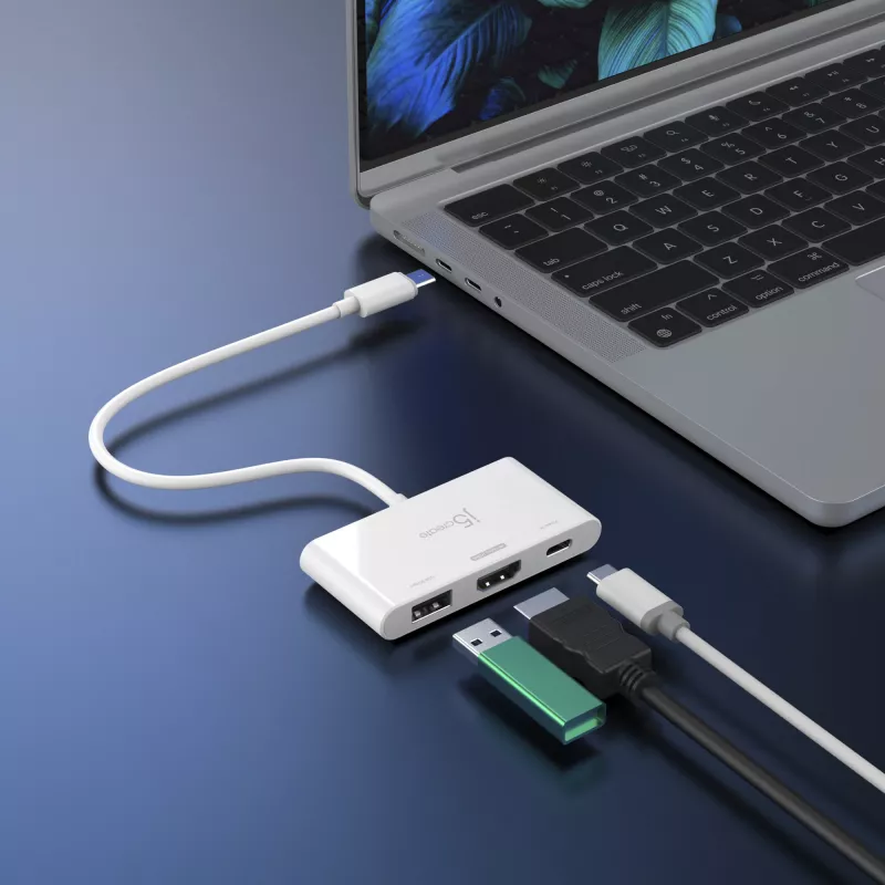 Adapteris j5create JCA399 USB-C® į HDMI™ 4K144Hz ir USB™ 3.2 su Power Delivery 100W, juoda