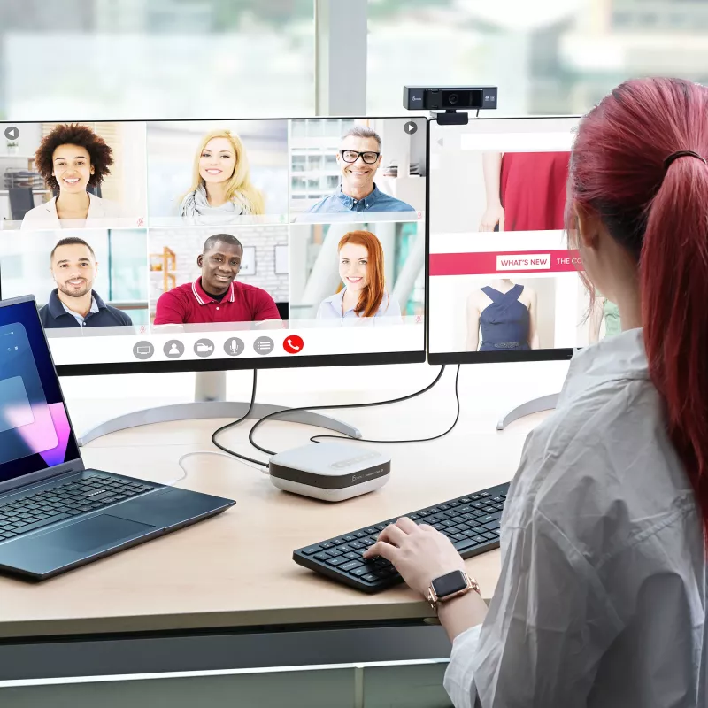 j5create JCDS337 USB-C® dviejų 4K garsiakalbio dokas Pro, juoda