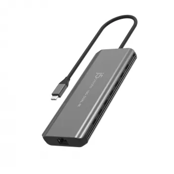 j5create JCD398 USB-C dvigubas 4K HDMI 10Gbps mini dokas, juodas