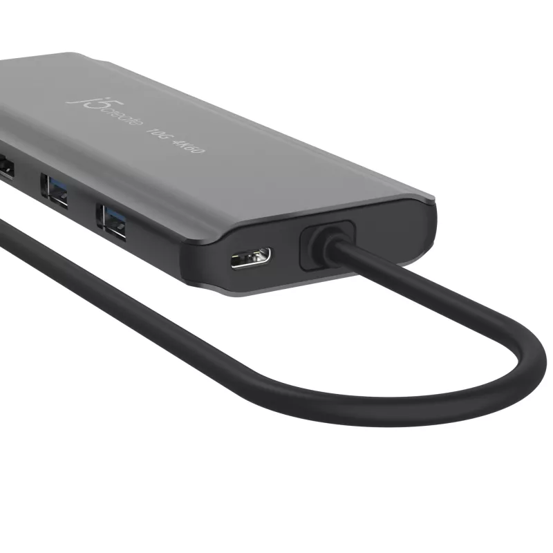 j5create JCD398 USB-C dvigubas 4K HDMI 10Gbps mini dokas, juodas