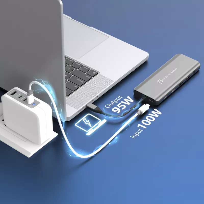 j5create JCD398 USB-C dvigubas 4K HDMI 10Gbps mini dokas, juodas