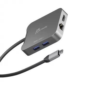 j5create JCD3191 4K60 Elite USB-C® kelioninis adapteris, pilkas