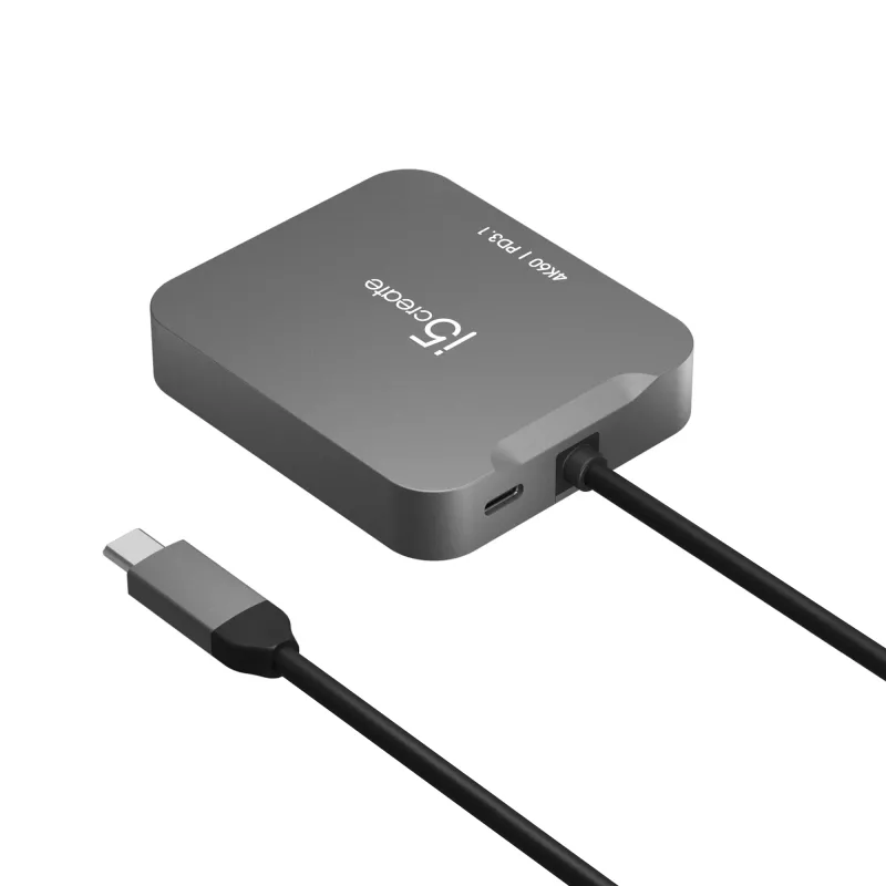 j5create JCD3191 4K60 Elite USB-C® kelioninis adapteris, pilkas