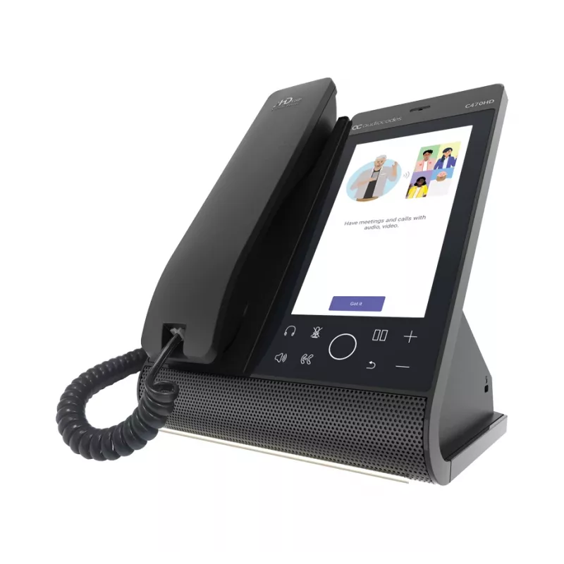 AudioCodes Teams C470HD Total Touch IP telefonas su PoE, GbE, integruotu Bluetooth ir dviem juostų WiFi