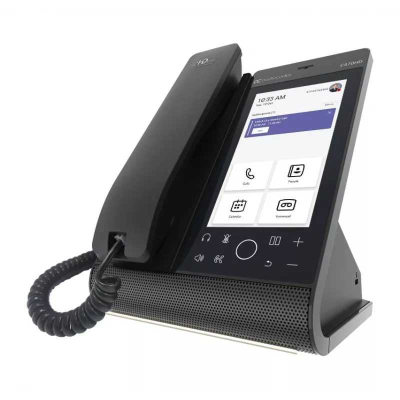 AudioCodes Teams C470HD Total Touch IP telefonas su PoE, GbE, integruotu Bluetooth ir dviem juostų WiFi