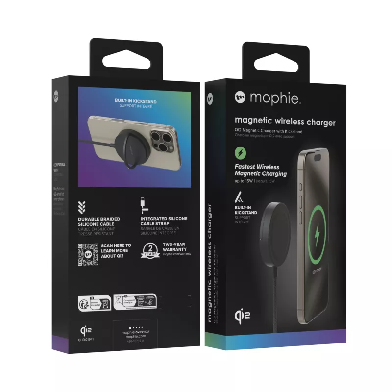 mophie Qi2 belaidis magnetinis kroviklis 15 W, juodas