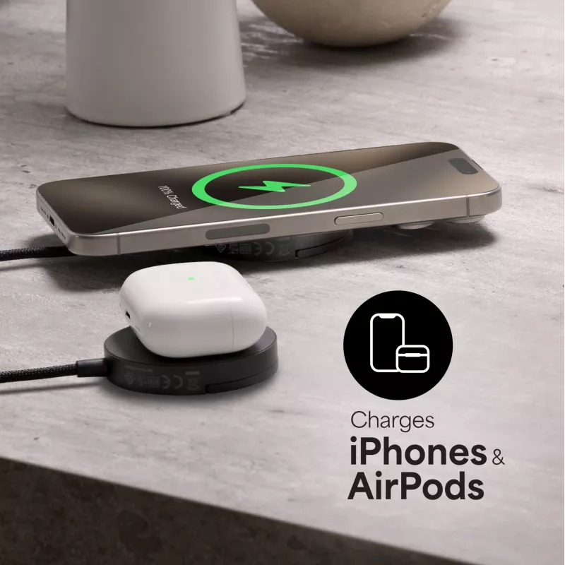 mophie Qi2 belaidis magnetinis kroviklis 15 W, juodas
